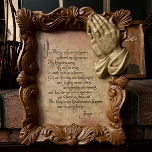 Vintage Faux Wood Lord's Prayer Plaque